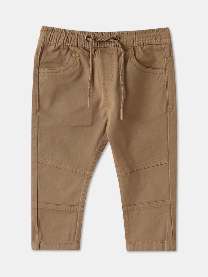Boys Twill Regular Fit Drawstring Waist Clean Hem Trousers