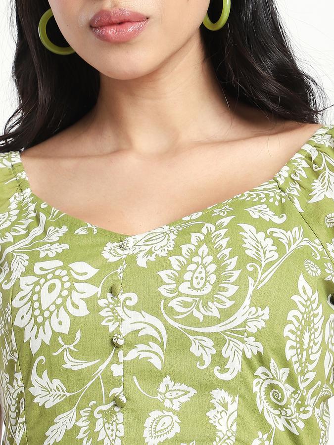 Women Cotton Blend Fit and Flare Mini Floral Dress