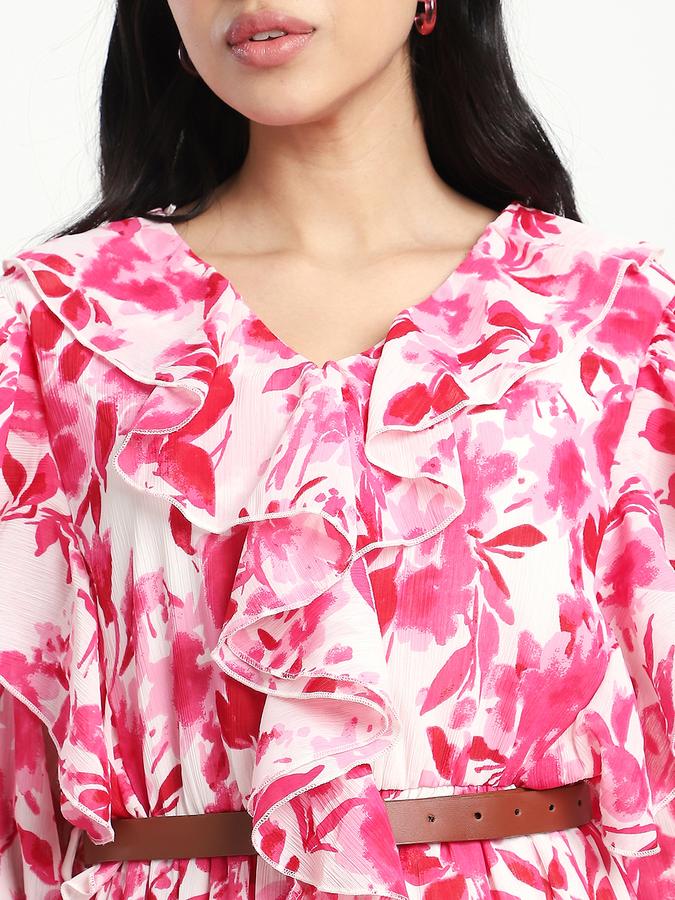 Women Polyester A-Line Midi Floral Dress