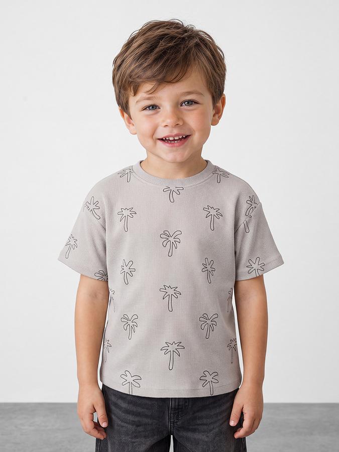 R&B Boys Grey All over Graphic Print Short Sleeves Tshirt