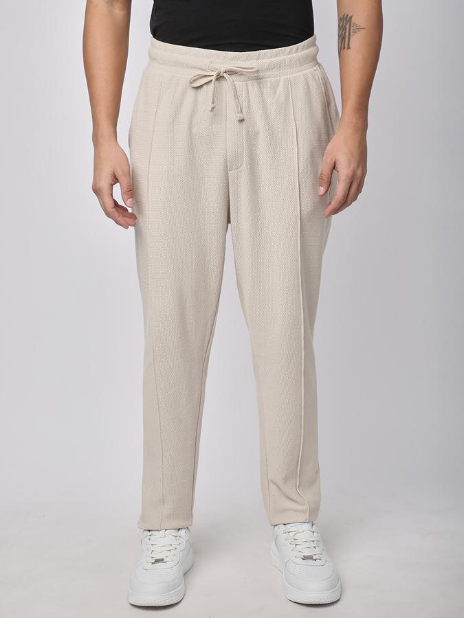 Men Cotton Blend Regular Fit Drawstring Waist Open Hem Trackpants
