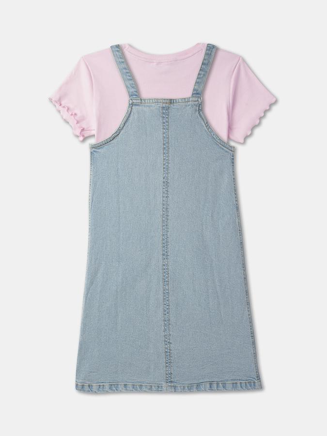 Girls Regular Fit T-Shirt with Dungarees image number 1