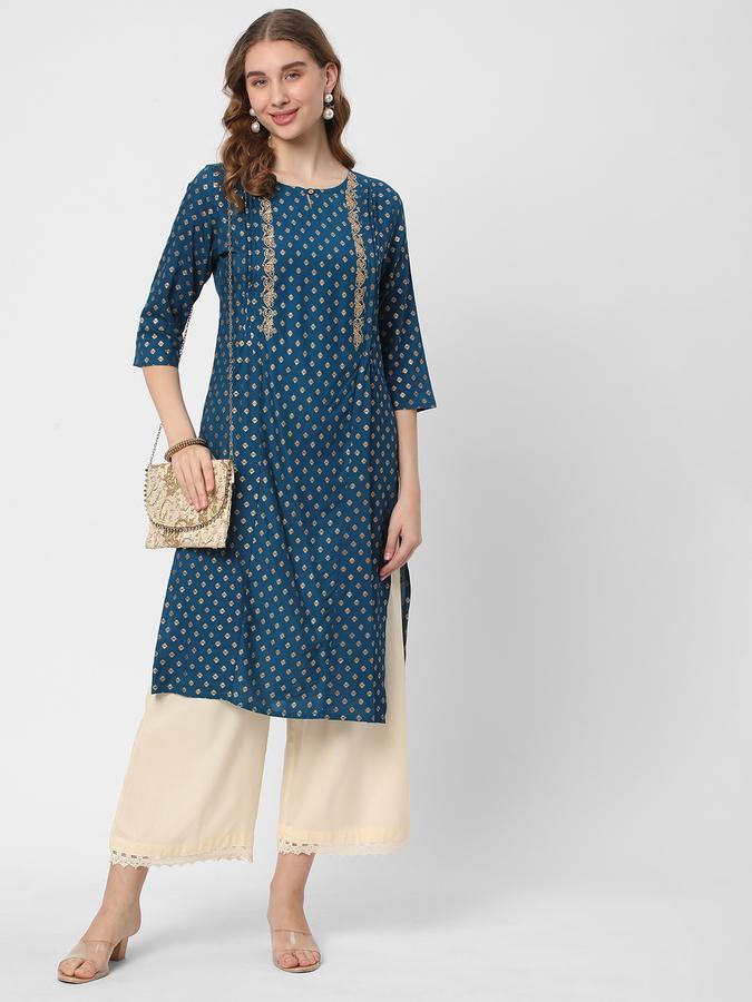 Women Embroidered Straight Kurta image number 1