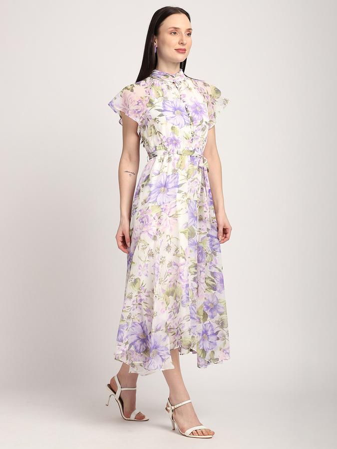 R&B Women Lilac Floral Print Midi Dress