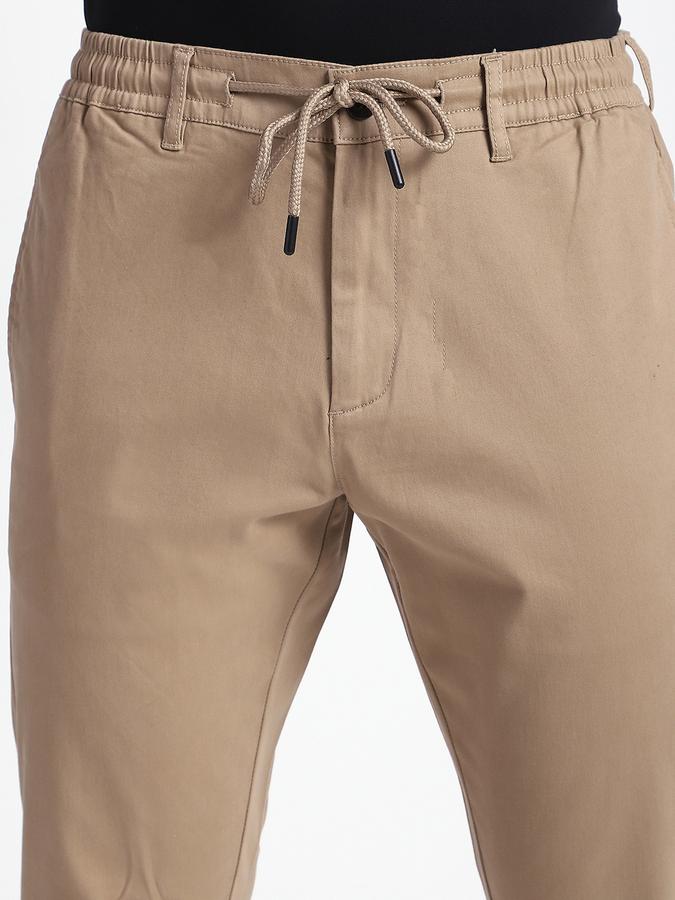 Men Cotton Blend Jogger Fit Drawstring Elastic Hem Pants