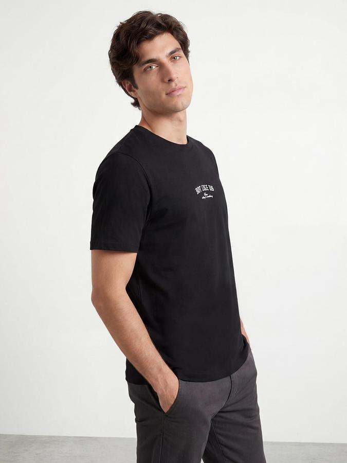 R&B Black Men Printed Short Sleeves Tshirt