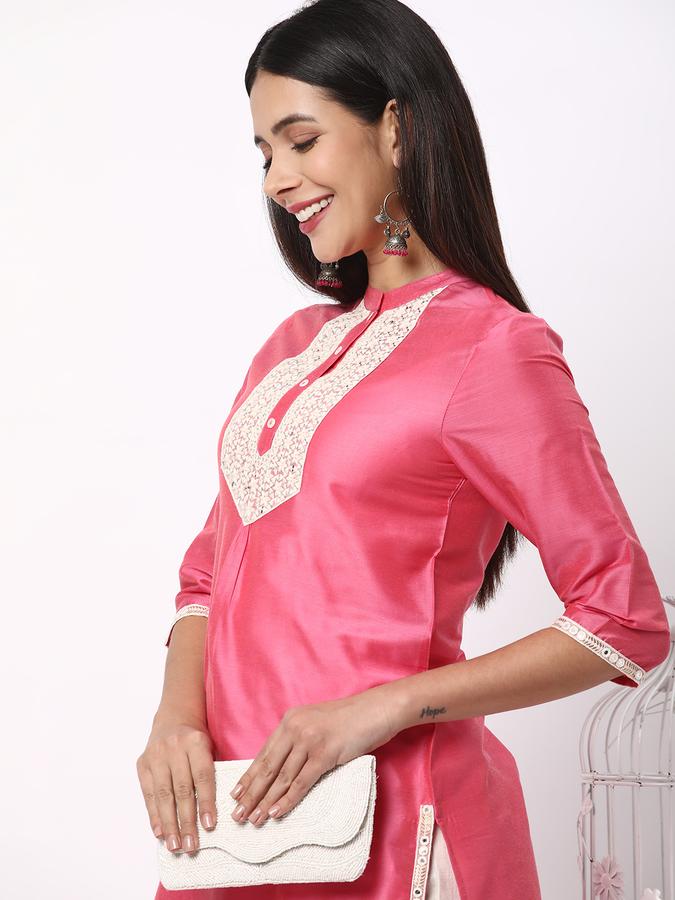 R&B Women's Embroidered Regular Straight Kurta 3-Q Sleeves image number 0