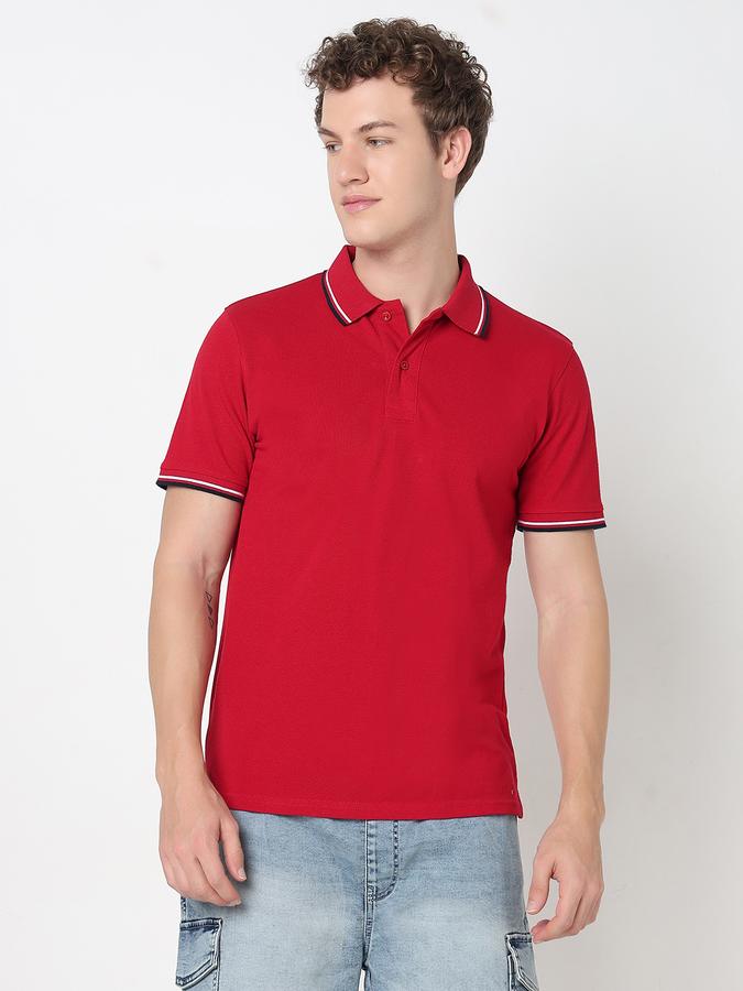 Contrast Tipping Polo T-Shirt with Short Sleeves image number 1