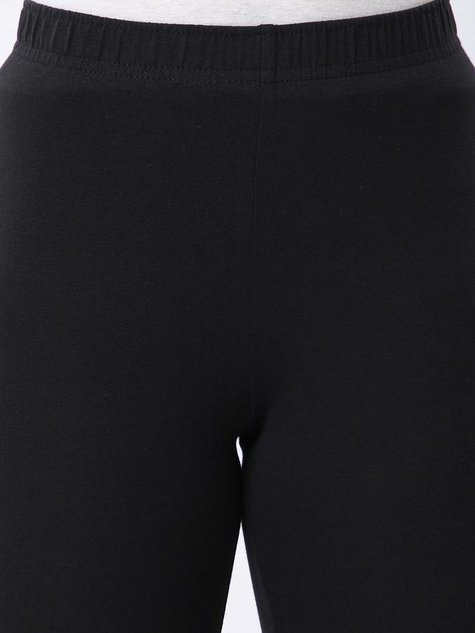 Women Cotton Elasticated Waist Full Length Solid Leggings