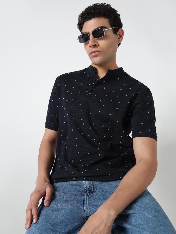 Printed Men Mandarin Collar T-Shirt image number 0