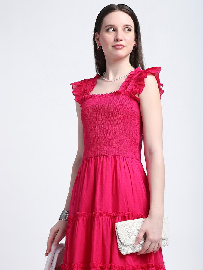 Women Cotton A-Line Midi Solid Dress