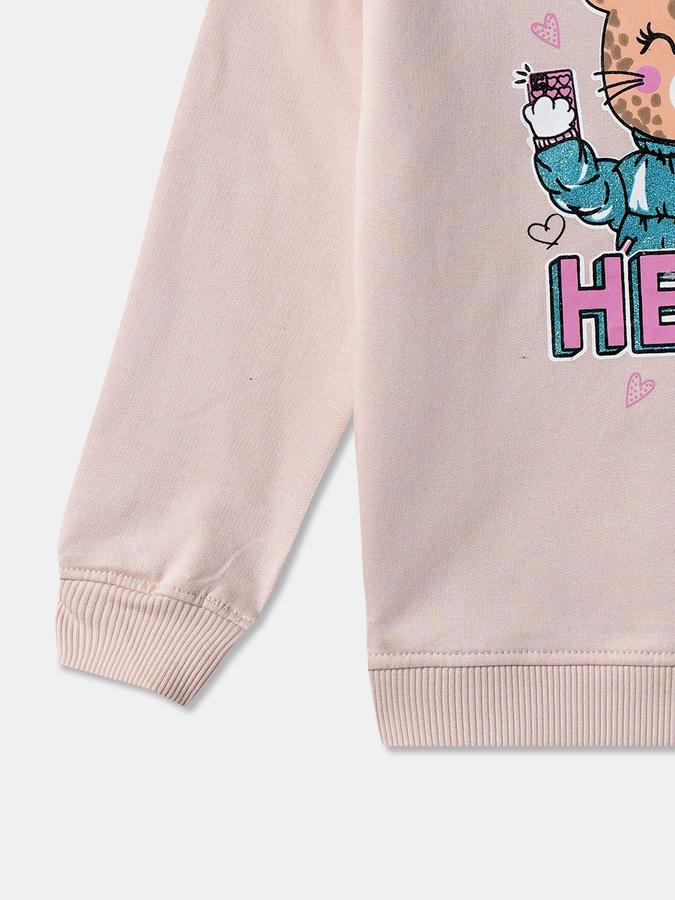 Girls Graphic Regular Fit Full Sleeves SweaT-Shirt