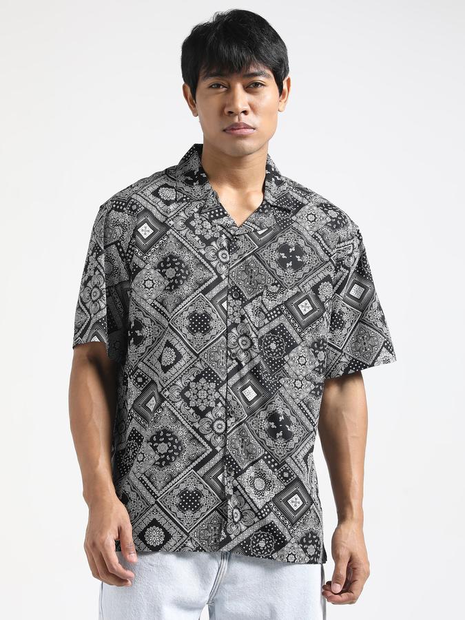 Men Paisley Lapel Collar Casual Shirts image number 0