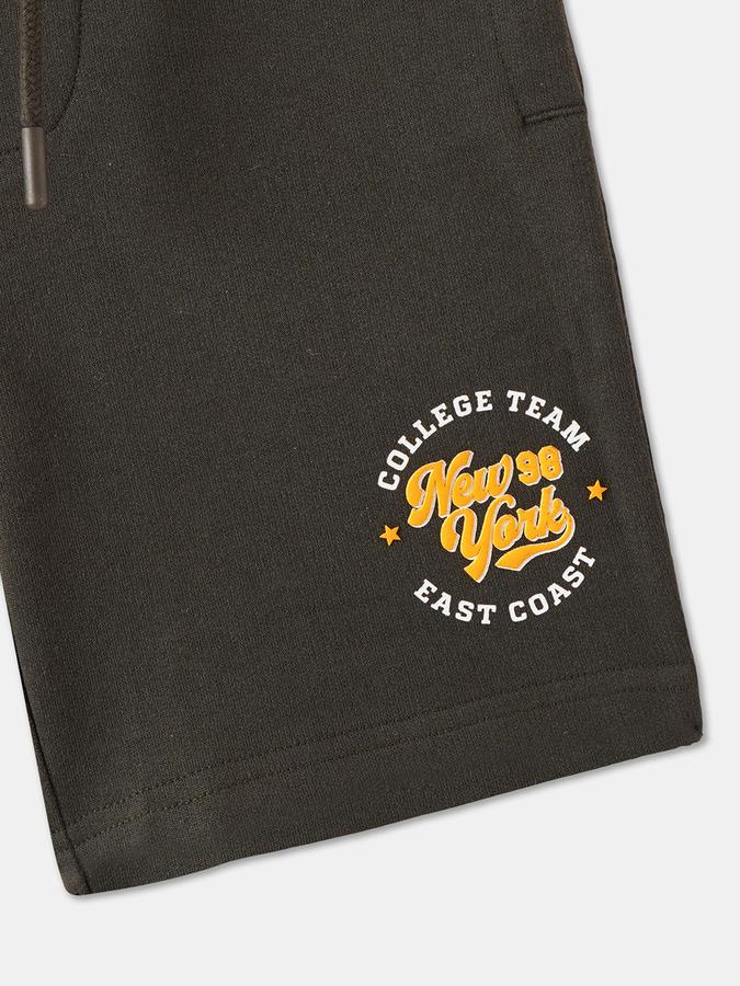 Boys Cotton Embroidered Mid Rise Drawstring Waist Clean Hem Shorts