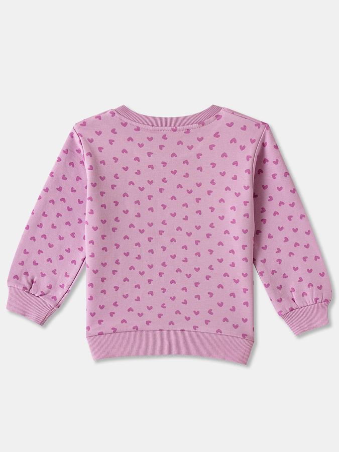 Girls Fleece Regular Fit Crew Neck Printed Sweatshirt