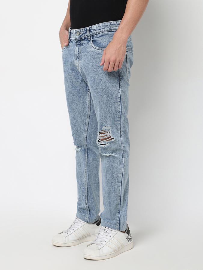Men Denim Relaxed Fit Mid Rise Acid Wash Jeans