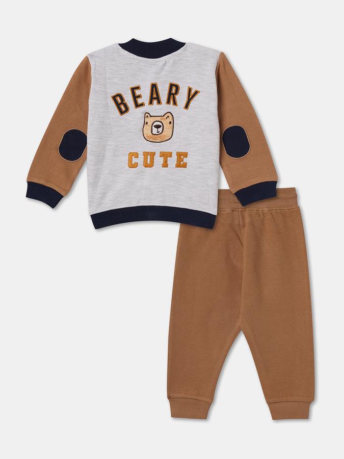 Boys Applique Full Sleeves SweaT-Shirt with Joggers Fashion Set