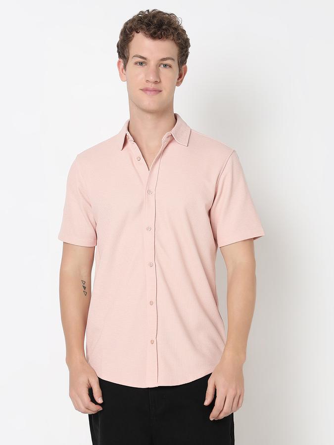 R&B MEN'S YOUNG Short Sleeve KNIT TEXTURE SHIRT image number 1