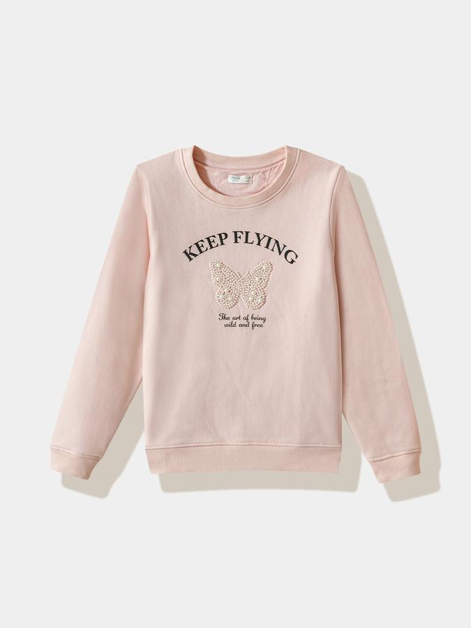 R&B Girls' Pink Embellished Sweatshirt