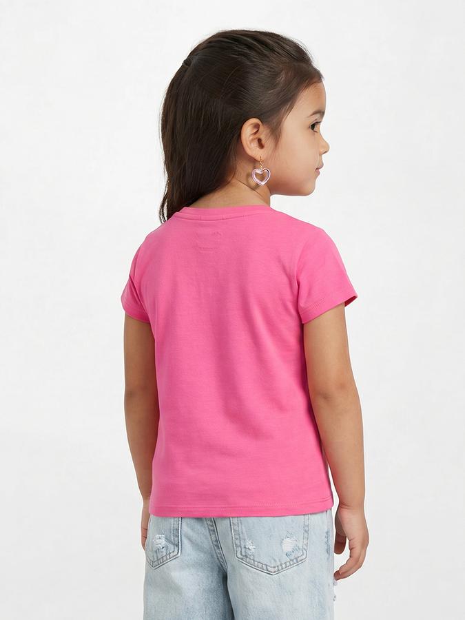 R&B Girls Pink Regular Fit Butterfly Print Short Sleeve T-shirt