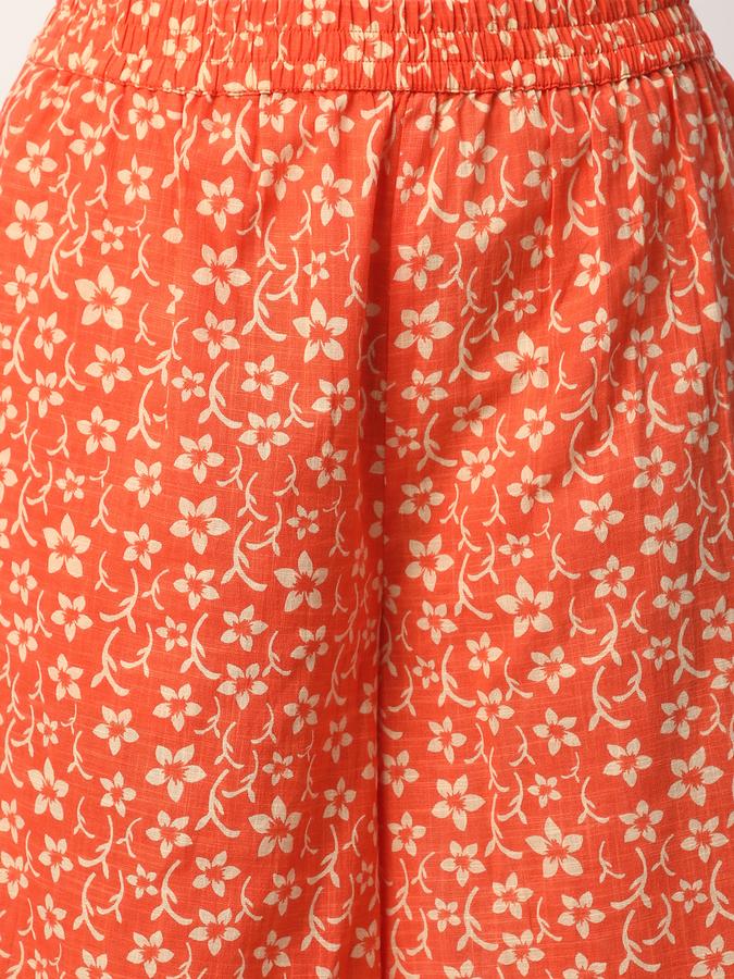 Women Cotton Palazzo Elasticated Waist Printed Trousers