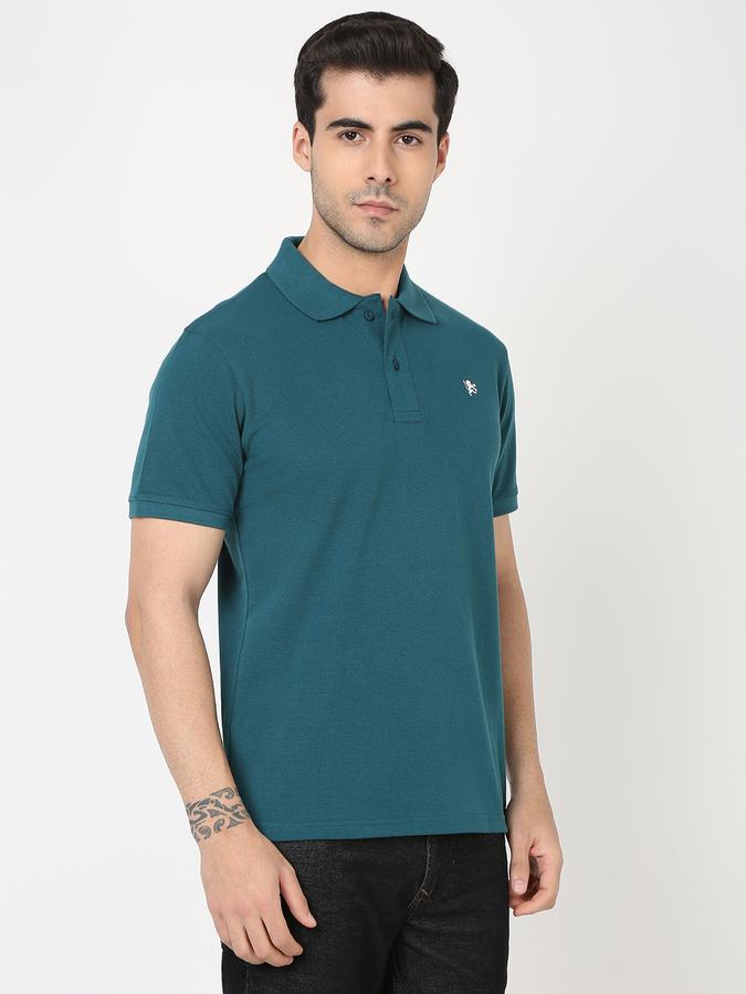 Men Cotton Blend Regular Fit Polo Neck Heathered T-shirt