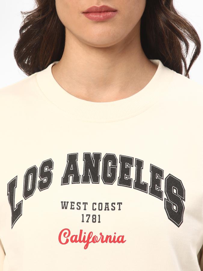 Women Cotton Regular Fit Round Neck Graphic Sweatshirt