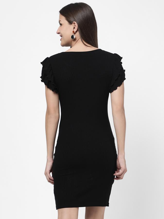 R&B Women's Ruffled Sleeves Rib Dress image number 2