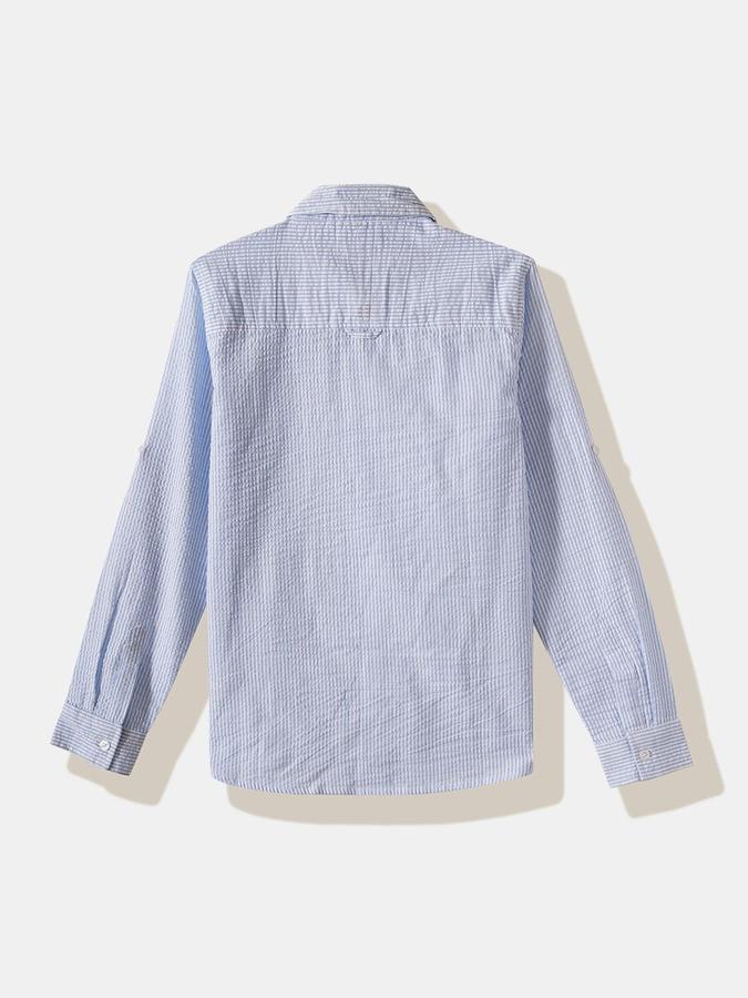 R&B Boys Blue Textured Full Sleeves Shirt 