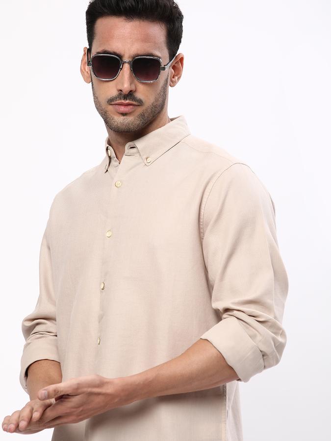R&B Men Beige Casual Shirts