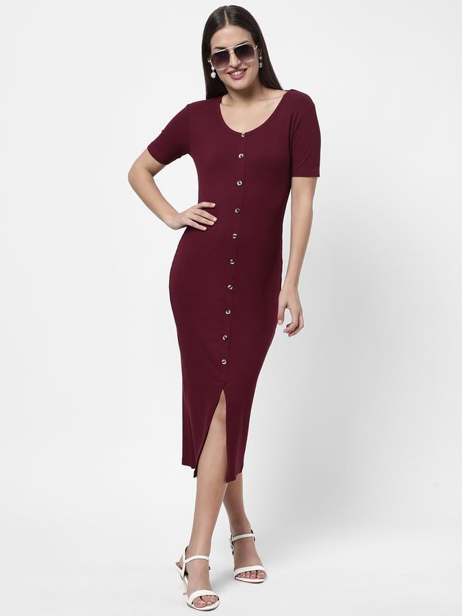 R&B Women's Front Button Rib Dress image number 1