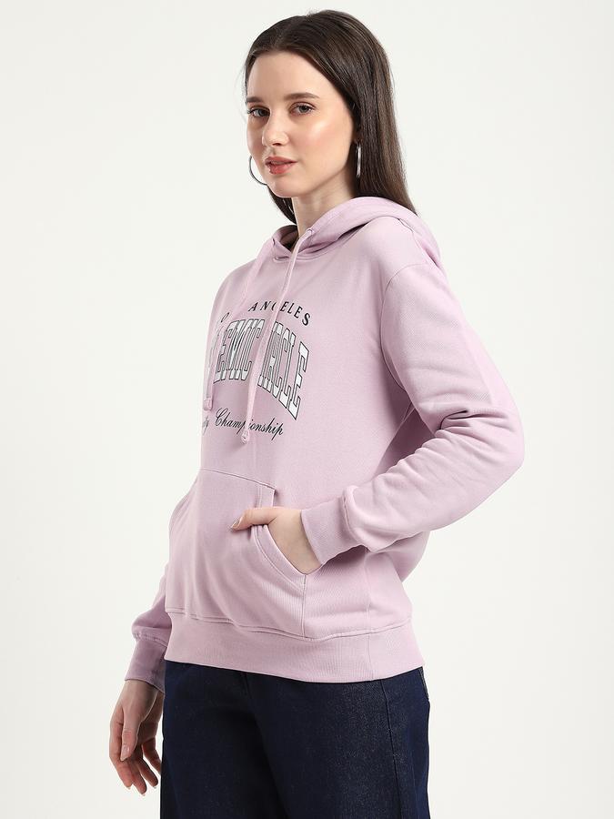 R&B Women Lilac Typography Print Hoodie