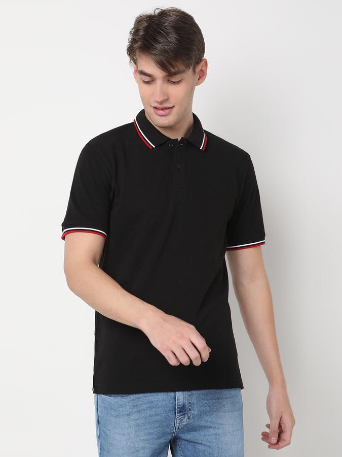 Men Regular Fit Polo T-Shirt with Ribbed Hem image number 0