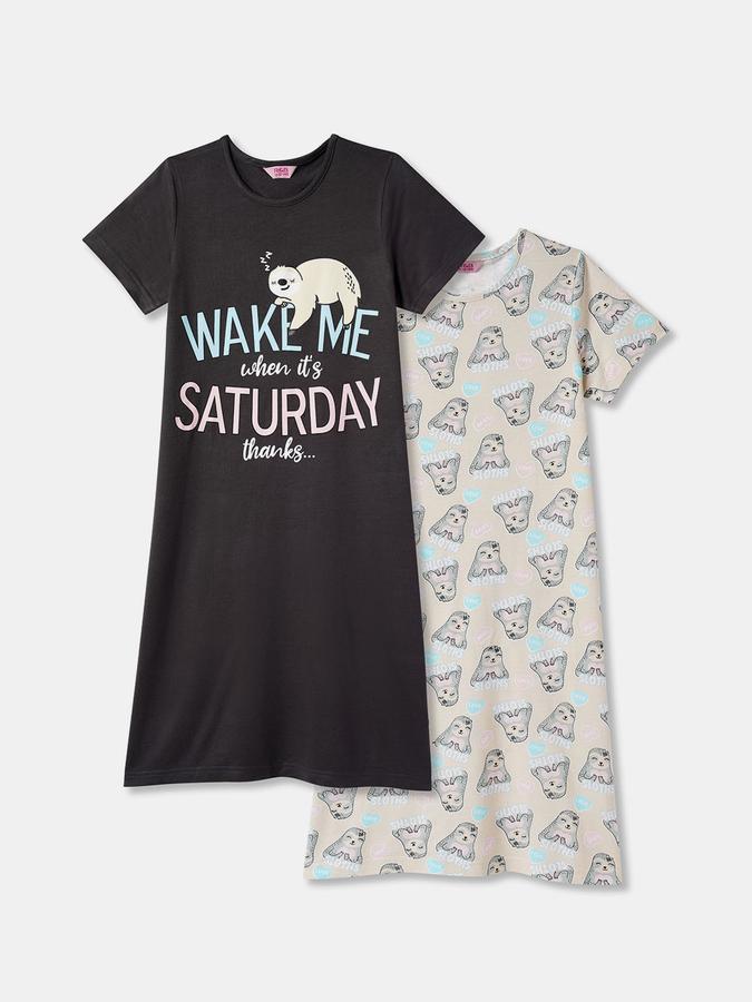 Girls Cotton Short Sleeve Graphic Nightdress