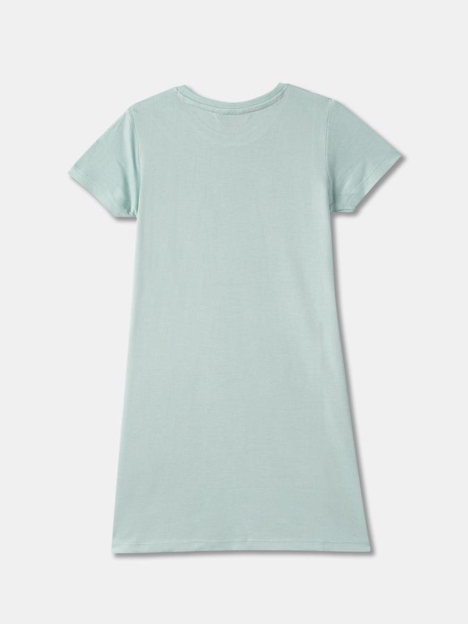 Girls Cotton Graphic Print Round Neck Short Sleeves Sleepwear Set