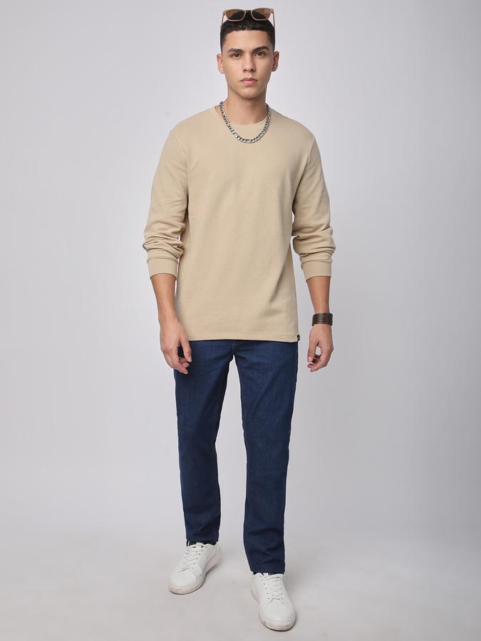 Men Cotton Relaxed Fit Crew Neck Solid Sweatshirt