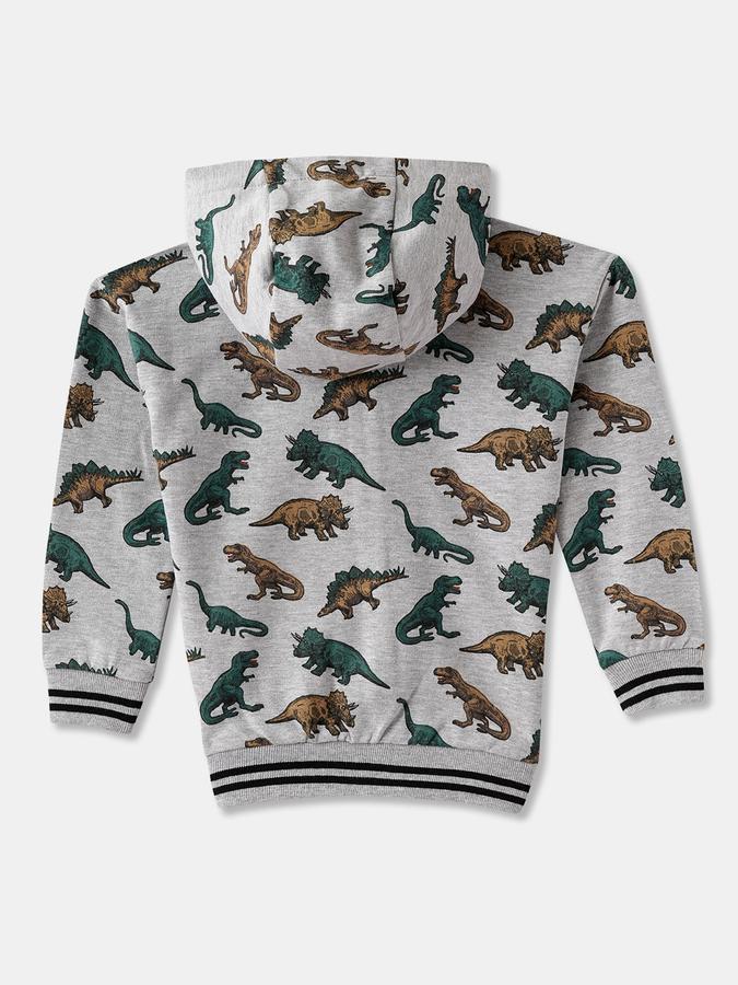 Boys Cotton Hooded Zip Up Graphic Jacket