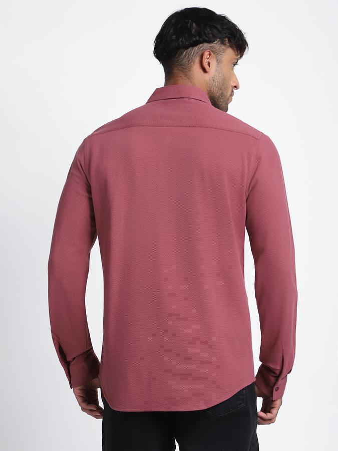 Men Cotton Regular Fit Point Collar Textured Shirt