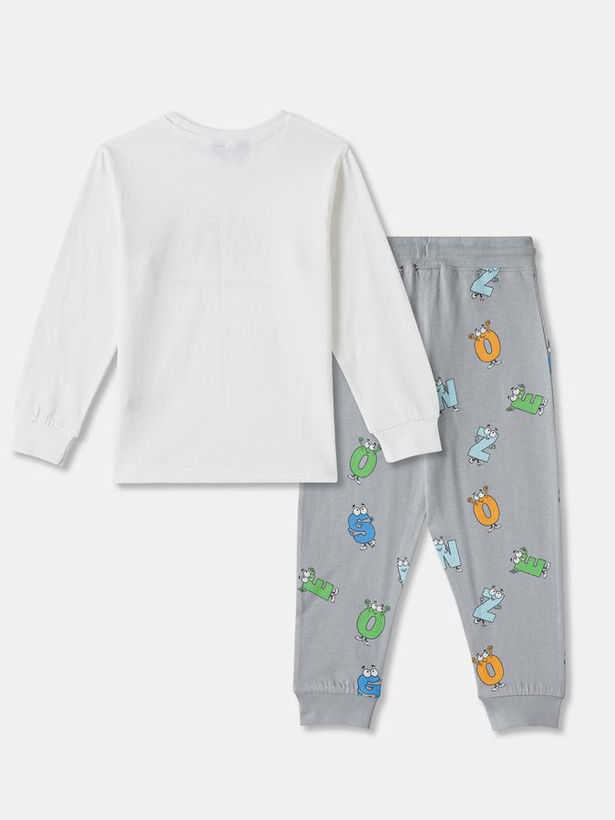 Boys Cotton Regular Fit Round Neck Graphic Print Sleepwear Set
