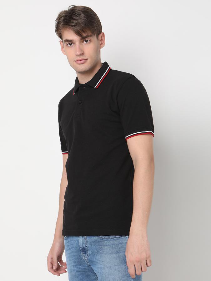 Men Regular Fit Polo T-Shirt with Ribbed Hem image number 1