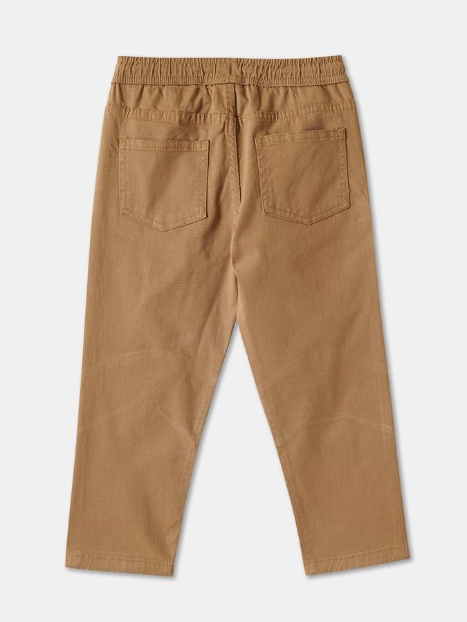 Boys Twill Regular Fit Drawstring Waist Clean Hem Trousers