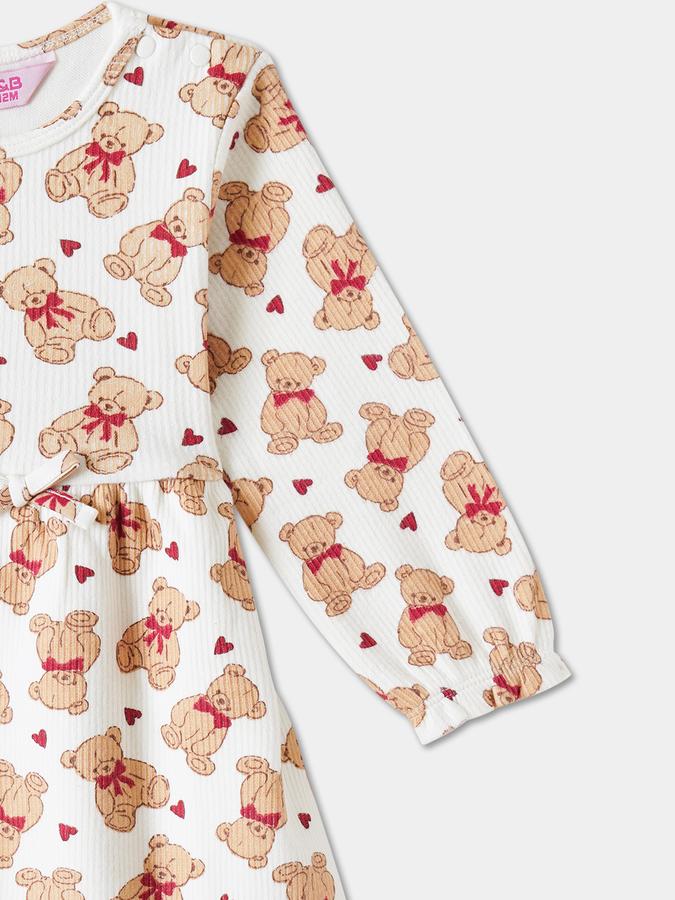 Girls Cotton Regular Fit Round Neck Printed Dress