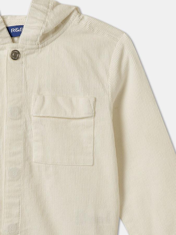 R&B Boys Ivory Full Sleeves Textured Hooded Neck Jacket