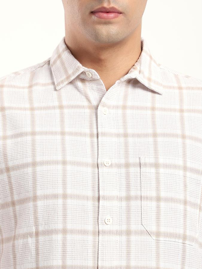 Men Cotton Regular Fit Shirt Collar Checked Shirt