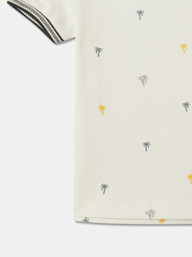 Boys Micro-Print Regular Fit Round-Neck T-Shirt image number 3