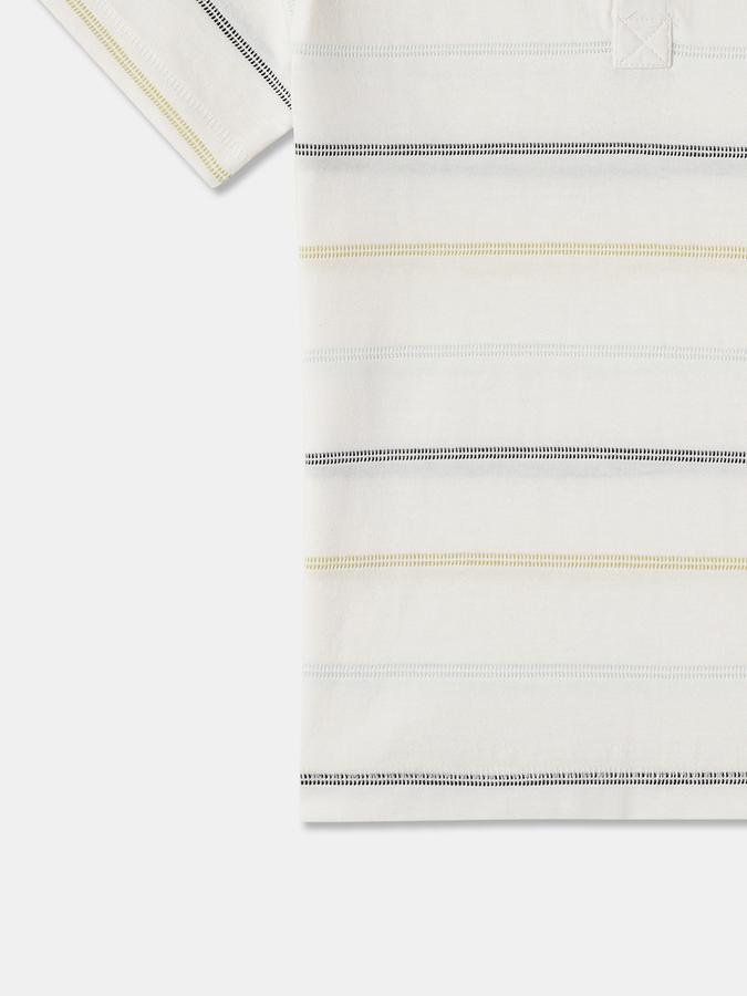 Striped T-Shirt with Henley Neck and Short Sleeves image number 3