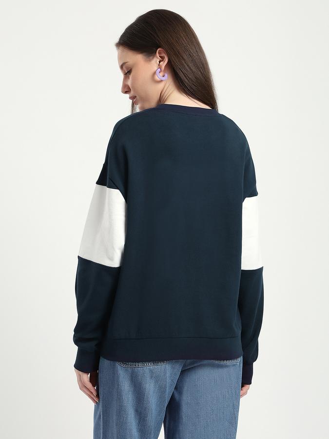 R&B Women Navy Color Block Color-Block Sweatshirt