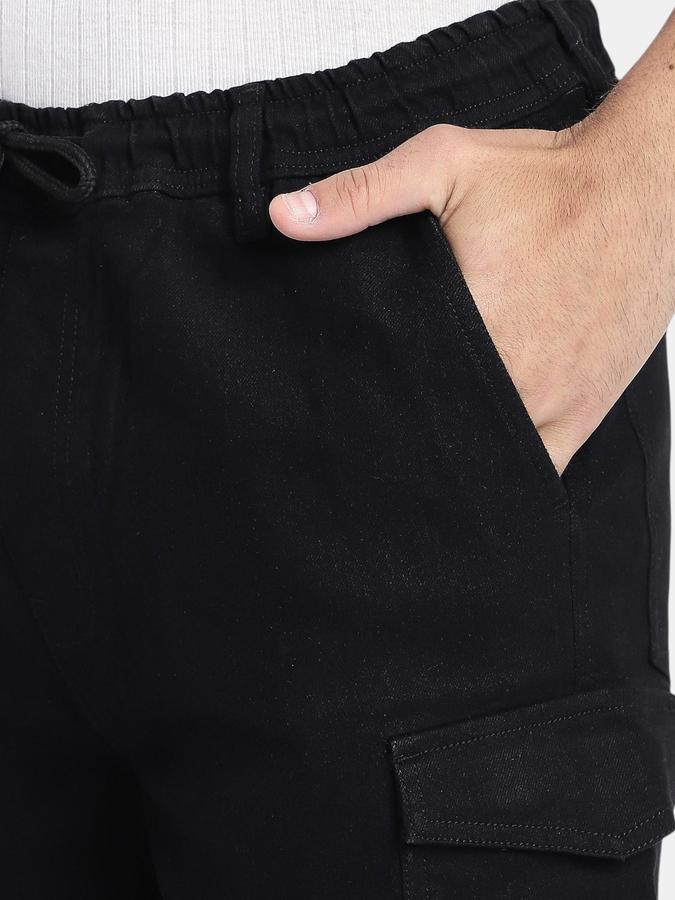 R&B Black Men Above Knee Denim Shorts