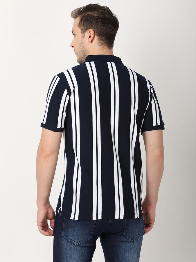 Men Striped Regular Fit Polo T-Shirt image number 3