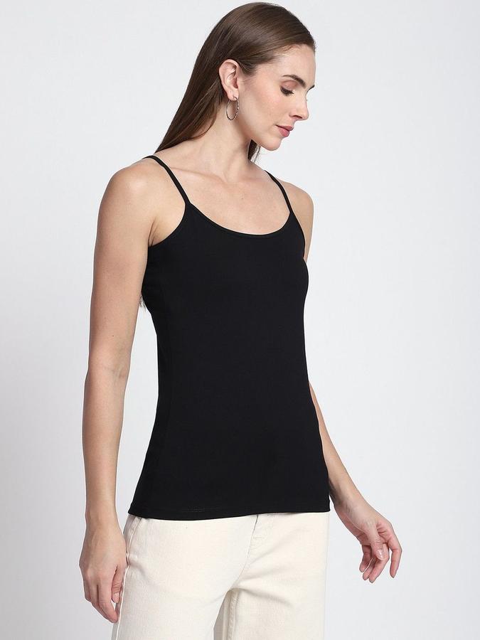 R&B Women Black Solid Shoulder Straps Camisole